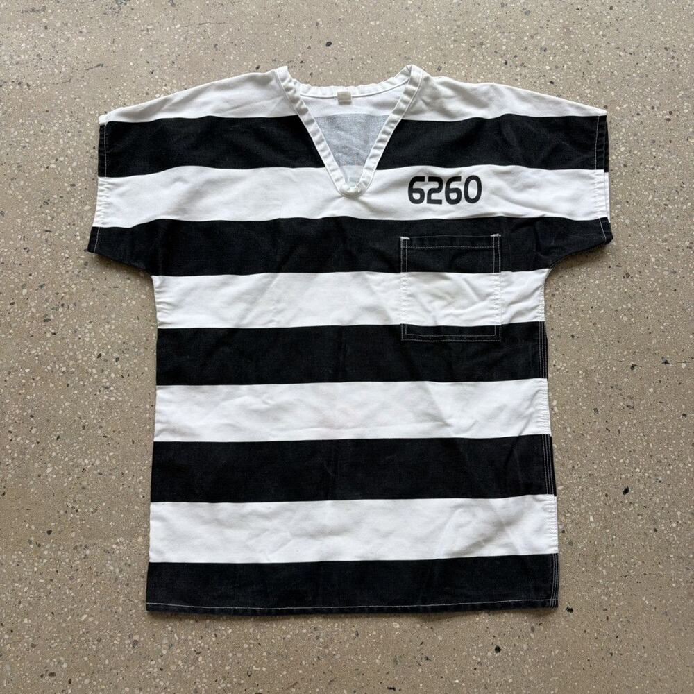 Vintage 80s Angola State Prison Black/White Striped Top